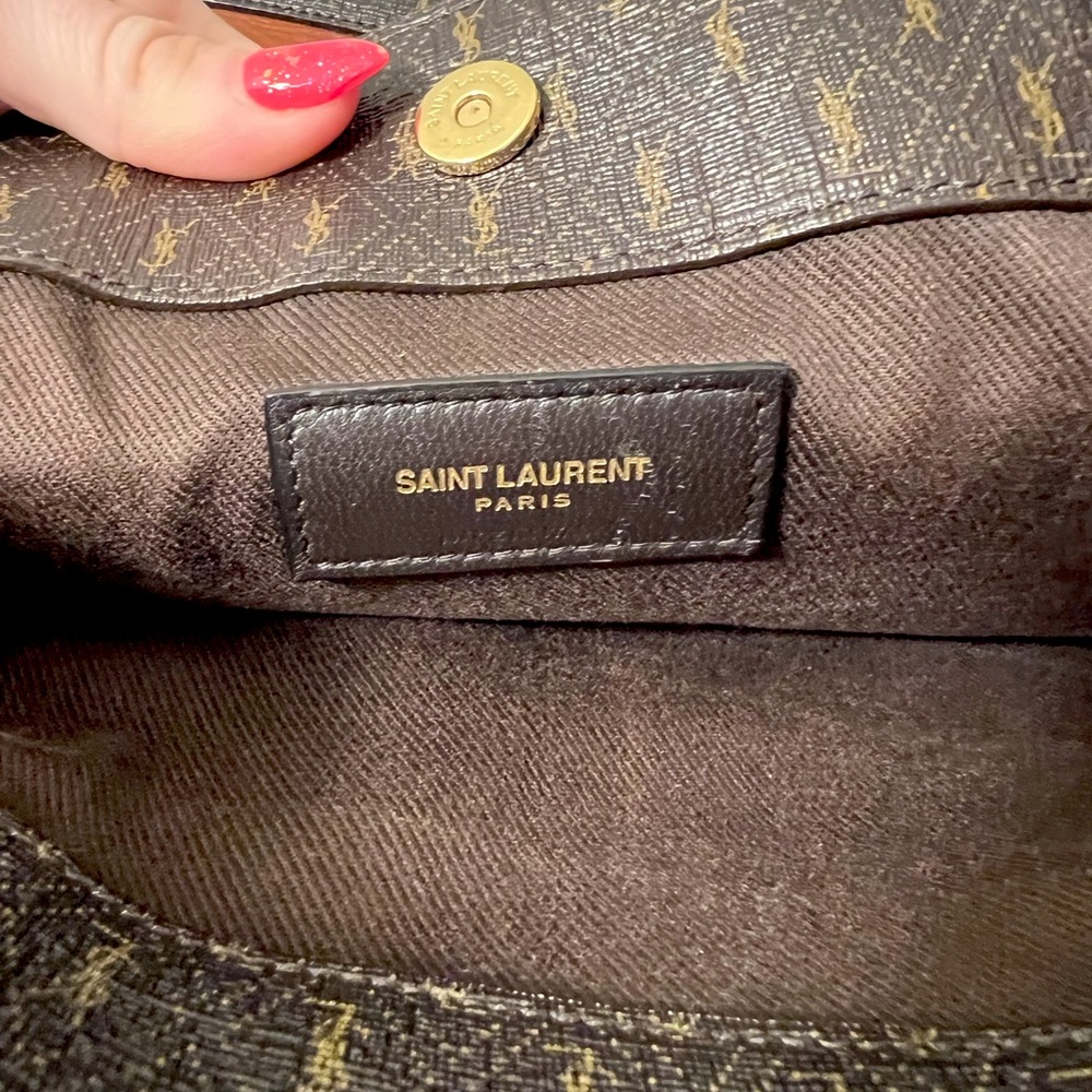Authentic YSL Canvas and Leather Striped Tote Bag - Picture 10 of 16
